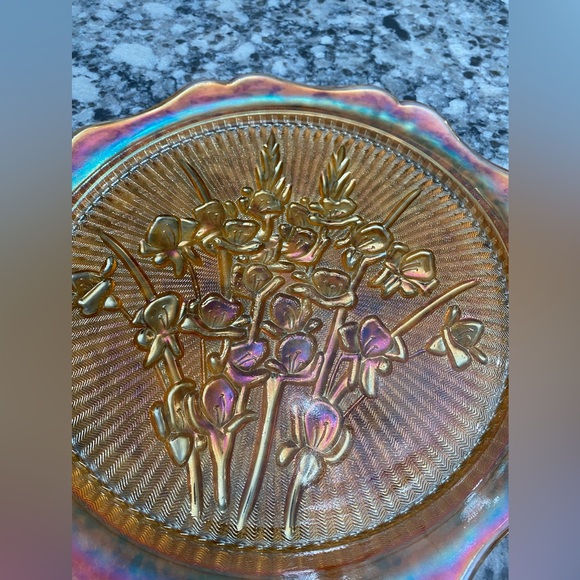 EUC BEAUTIFUL VINTAGE JEANETTE CARNIVAL GLASS SERVICE TRAY/PLATTER - Picture 10 of 11